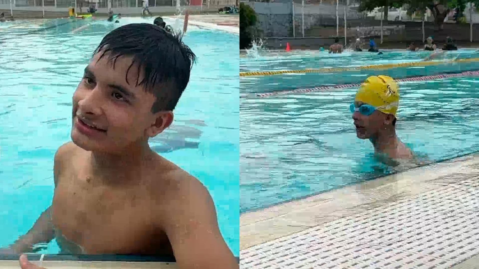 Brandon Gael en clases de natación