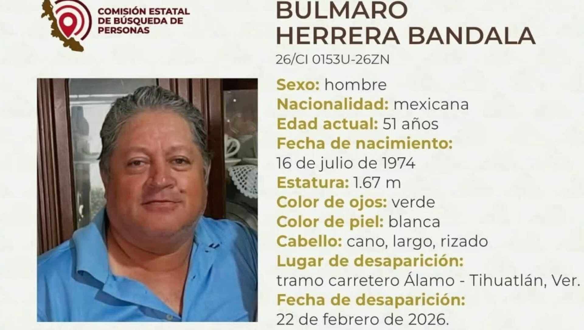 Se Cumplen 48 Horas de la Desaparición del Transportista Bulmaro Herrera al Norte del Estado