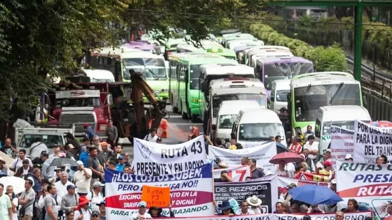 Bloqueo de transportistas en CDMX, en julio de 2025. Foto: Cuartoscuro | Archivo
