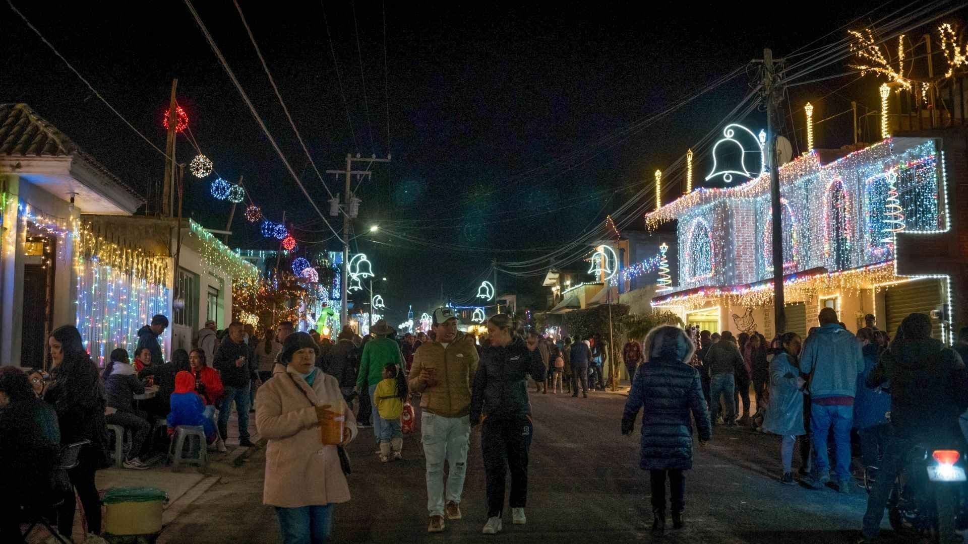 Decoración navideña en Chiautempan, Tlaxcala.